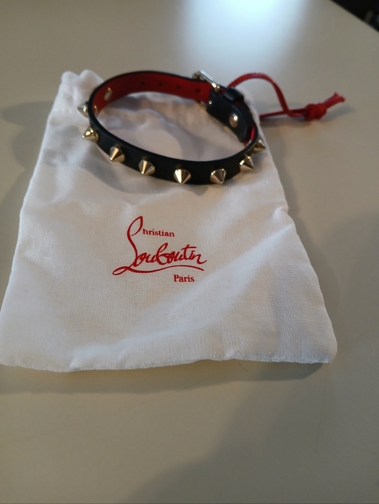 Christian Louboutin Jewelry - Christian Louboutin NWOT Black Leather & Spiked Adjustable Bracelet & Dustbag